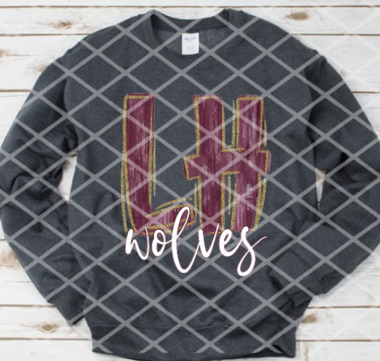 Youth- LH Wolves White Script